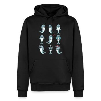 Delfin Emoticon - Männer Premium Bio Hoodie - Schwarz - Vorne - Nico (187cm)