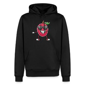 Tanzende Litschi Mit Sonnenbrille Litschis - Männer Premium Bio Hoodie - Schwarz - Vorne - Nico (187cm)