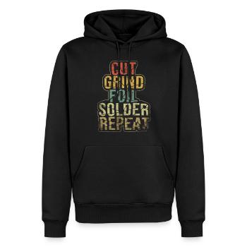 Vitrail peintre coupe grind feuille de soudure répéter - Sweat à capuche Premium bio Homme - noir - Devant - Nico (187cm)