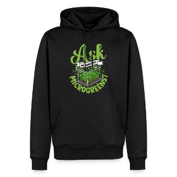 Microgreen Posez-moi des questions sur les microgreens ? - Sweat à capuche Premium bio Homme - noir - Devant - Nico (187cm)