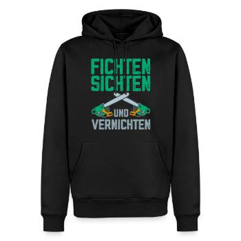 Fichten sichten und vernichten lustige Holzfäller - Männer Premium Bio Hoodie - Schwarz - Vorne - Nico (187cm)