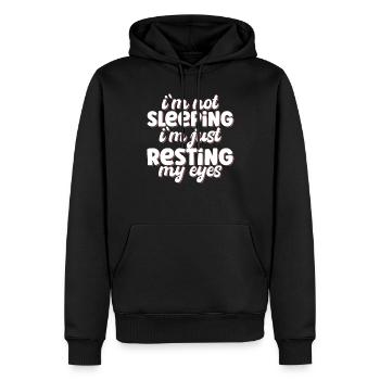 Je ne dors pas, je me repose les yeux - Sweat à capuche Premium bio Homme - noir - Devant - Nico (187cm)