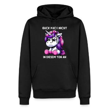 Ne me regarde pas sur ce ton - Sweat à capuche Premium bio Homme - noir - Devant - Nico (187cm)