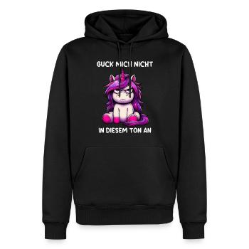 Ne me regarde pas sur ce ton - Sweat à capuche Premium bio Homme - noir - Devant - Nico (187cm)
