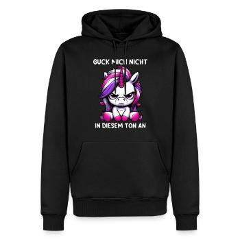 Ne me regarde pas sur ce ton - Sweat à capuche Premium bio Homme - noir - Devant - Nico (187cm)