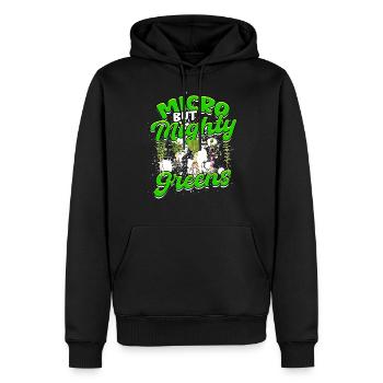 Micro-pousses Micro-vertes Micro mais puissantes vertes - Sweat à capuche Premium bio Homme - noir - Devant - Nico (187cm)