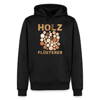 Ich bin ein Holzflüsterer mit Baumstämmen Holz - Männer Premium Bio Hoodie - Schwarz - Vorne - Nico (187cm)