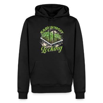 Micro-pousses Microgreens Radic-Beau - Sweat à capuche Premium bio Homme - noir - Devant - Nico (187cm)