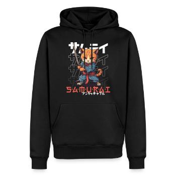 Samurai Cat Kawaii Japanese Ninja Cat - Men’s Premium Organic Hoodie - black - Front - Nico (187cm)