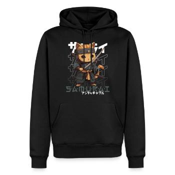 Chat Samouraï Chat Ninja Japonais Kawaii - Sweat à capuche Premium bio Homme - noir - Devant - Nico (187cm)