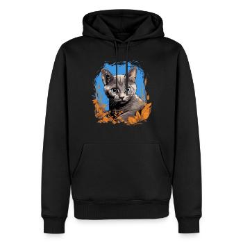 Chaton Korat Chat Korat - Sweat à capuche Premium bio Homme - noir - Devant - Nico (187cm)