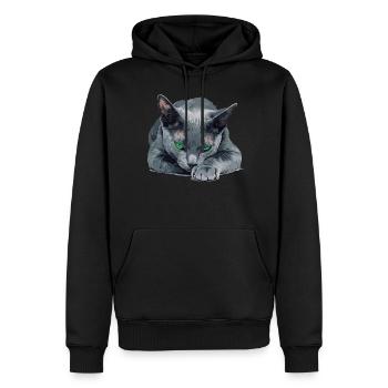 Korat Chaton Korat Chat - Sweat à capuche Premium bio Homme - noir - Devant - Nico (187cm)