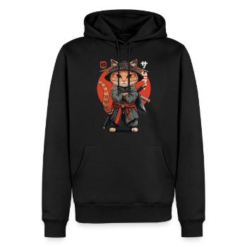 Chat Samouraï Chat Ninja Japonais Kawaii - Sweat à capuche Premium bio Homme - noir - Devant - Nico (187cm)