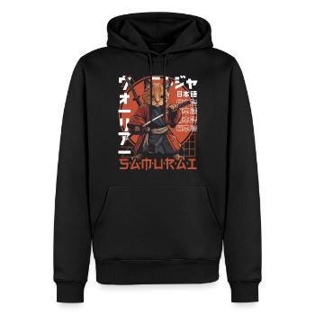 Chat Samouraï Chat Ninja Japonais Kawaii - Sweat à capuche Premium bio Homme - noir - Devant - Nico (187cm)