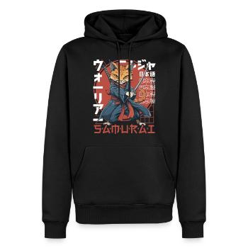 Chat Samouraï Chat Ninja Japonais Kawaii - Sweat à capuche Premium bio Homme - noir - Devant - Nico (187cm)