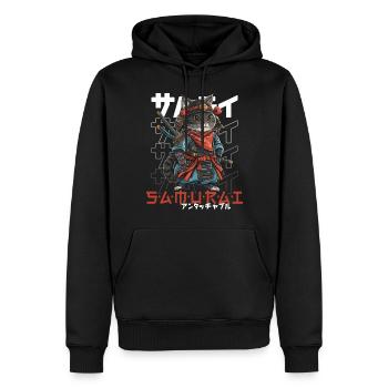 Chat Samouraï Chat Ninja Japonais Kawaii - Sweat à capuche Premium bio Homme - noir - Devant - Nico (187cm)