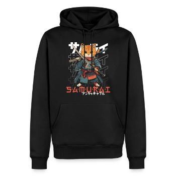 Chat Samouraï Chat Ninja Japonais Kawaii - Sweat à capuche Premium bio Homme - noir - Devant - Nico (187cm)