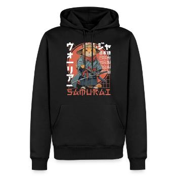 Chat Samouraï Chat Ninja Japonais Kawaii - Sweat à capuche Premium bio Homme - noir - Devant - Nico (187cm)