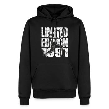 Édition limitée 1991 Édition limitée Cricket - Sweat à capuche Premium bio Homme - noir - Devant - Nico (187cm)