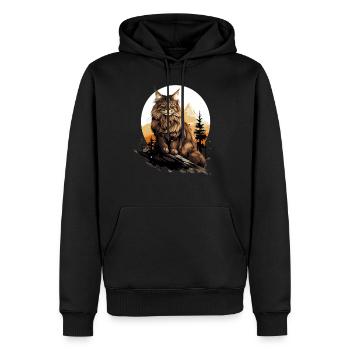 Maine Coon Chaton Maine Coon Chat - Sweat à capuche Premium bio Homme - noir - Devant - Nico (187cm)