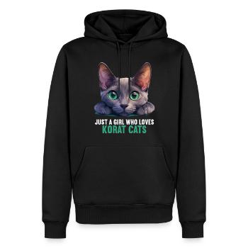 Korat Chaton Korat Chat - Sweat à capuche Premium bio Homme - noir - Devant - Nico (187cm)
