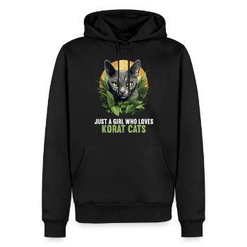 Korat Chaton Korat Chat - Sweat à capuche Premium bio Homme - noir - Devant - Nico (187cm)