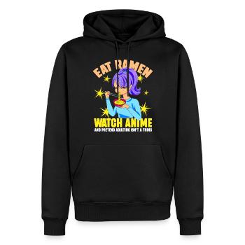 Manger des ramen Regarder l’anime - Sweat à capuche Premium bio Homme - noir - Devant - Nico (187cm)