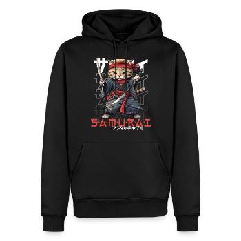 Samurai Cat Kawaii Japanese Ninja Cat - Men’s Premium Organic Hoodie - black - Front - Nico (187cm)