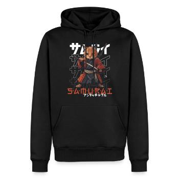 Chat Samouraï Chat Ninja Japonais Kawaii - Sweat à capuche Premium bio Homme - noir - Devant - Nico (187cm)