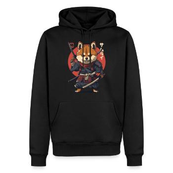 Chien Samouraï Kawaii Japonais Ninja Shiba Inu - Sweat à capuche Premium bio Homme - noir - Devant - Nico (187cm)