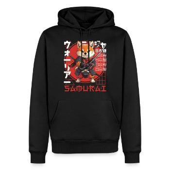 Chien Samouraï Kawaii Japonais Ninja Shiba Inu - Sweat à capuche Premium bio Homme - noir - Devant - Nico (187cm)