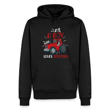 Traktorjunge Junger Bauer Traktorliebhaber - Männer Premium Bio Hoodie - Schwarz - Vorne - Nico (187cm)