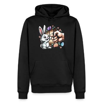 Poing de lapin cool - Sweat à capuche Premium bio Homme - noir - Devant - Nico (187cm)