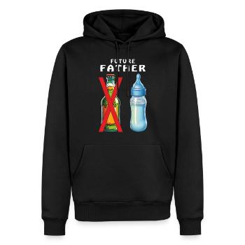 BIBERON FUTUR PAPA - Sweat à capuche Premium bio Homme - noir - Devant - Nico (187cm)