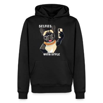 SELFIES DE CHIEN SUR SMARTPHONE AVEC STYLE - Sweat à capuche Premium bio Homme - noir - Devant - Nico (187cm)