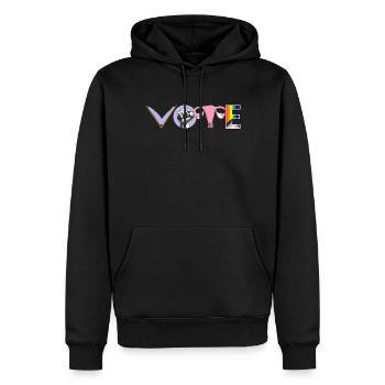 Cahiers de vote Ovaires de Faustier Lgtbq - Sweat à capuche Premium bio Homme - noir - Devant - Nico (187cm)