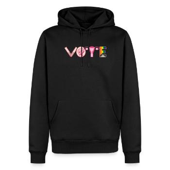 Cahiers de vote Ovaires de Faustier Lgtbq - Sweat à capuche Premium bio Homme - noir - Devant - Nico (187cm)