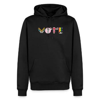 Cahiers de vote Ovaires de Faustier Lgtbq - Sweat à capuche Premium bio Homme - noir - Devant - Nico (187cm)