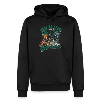 Hurling Là où le cran rencontre la grâce - Sweat à capuche Premium bio Homme - noir - Devant - Nico (187cm)