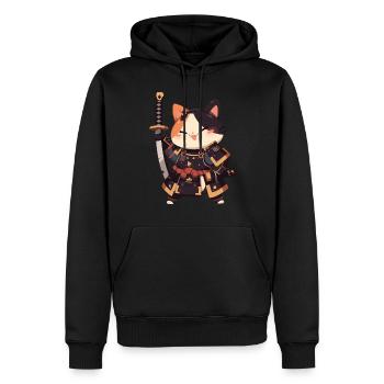 Chat samouraï Kawaii Chat ninja japonais - Sweat à capuche Premium bio Homme - noir - Devant - Nico (187cm)