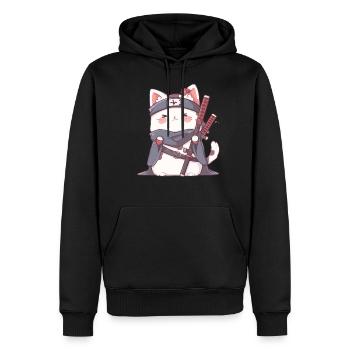 Samurai Cat Kawaii Japanische Ninja Cat - Männer Premium Bio Hoodie - Schwarz - Vorne - Nico (187cm)