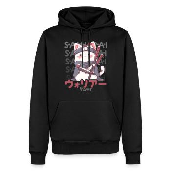Chat samouraï Kawaii Chat ninja japonais - Sweat à capuche Premium bio Homme - noir - Devant - Nico (187cm)