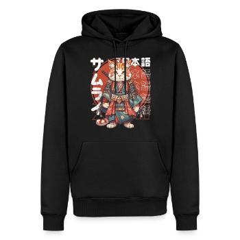 Chat samouraï Kawaii Chat ninja japonais - Sweat à capuche Premium bio Homme - noir - Devant - Nico (187cm)