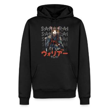 Samurai Cat Kawaii Japanische Ninja Katze - Männer Premium Bio Hoodie - Schwarz - Vorne - Nico (187cm)