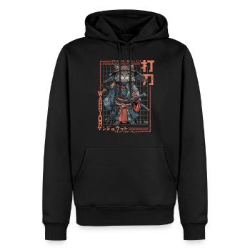 Chat samouraï Kawaii Chat ninja japonais - Sweat à capuche Premium bio Homme - noir - Devant - Nico (187cm)