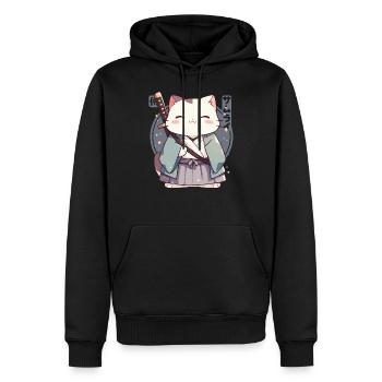 Samurai Cat Kawaii Japanische Ninja Cat - Männer Premium Bio Hoodie - Schwarz - Vorne - Nico (187cm)
