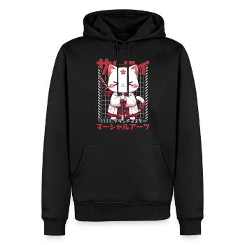 Chat samouraï Kawaii Chat ninja japonais - Sweat à capuche Premium bio Homme - noir - Devant - Nico (187cm)