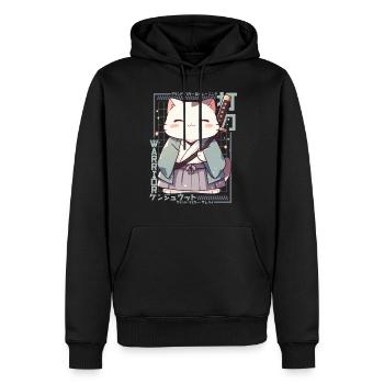 Chat samouraï Kawaii Chat ninja japonais - Sweat à capuche Premium bio Homme - noir - Devant - Nico (187cm)