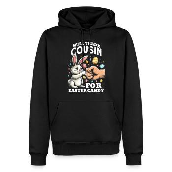 Échangera un cousin contre des bonbons de Pâques - Sweat à capuche Premium bio Homme - noir - Devant - Nico (187cm)