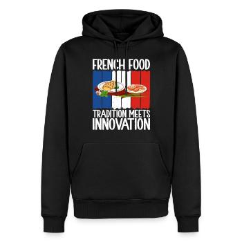 Cadeaux de cuisine française - Sweat à capuche Premium bio Homme - noir - Devant - Nico (187cm)